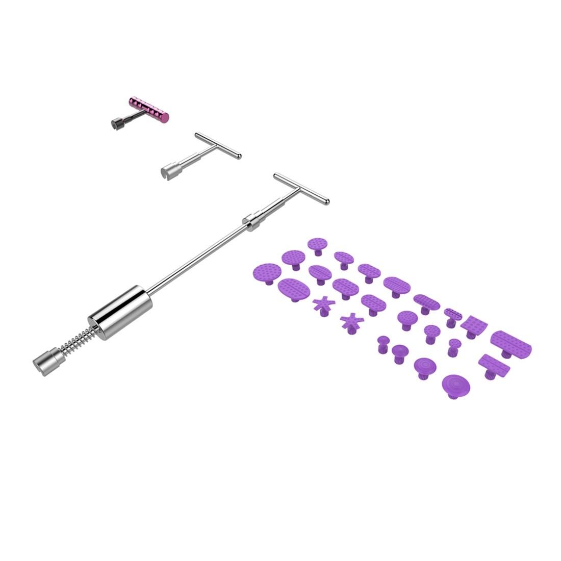Auto Repair Body Tool Kit PDR Dent Paintless Repair Tools Dent Puller Slide Hammer Reverse Hammer Aluminum Suction Cups with Red T handle for Dent (Style1)