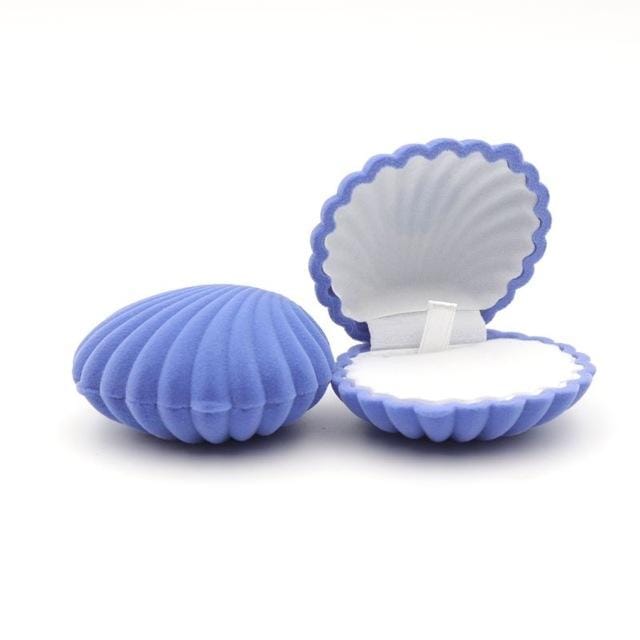 2 PCS Shell Shape Ring Box For Earrings Necklace Bracelet Jewelry (Blue)