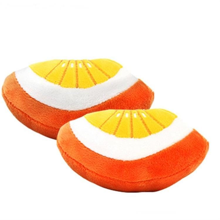 3 PCS Stuffed Toy Plush Sound Fruits Vegetables Pets Toy, Color: Navel Orange