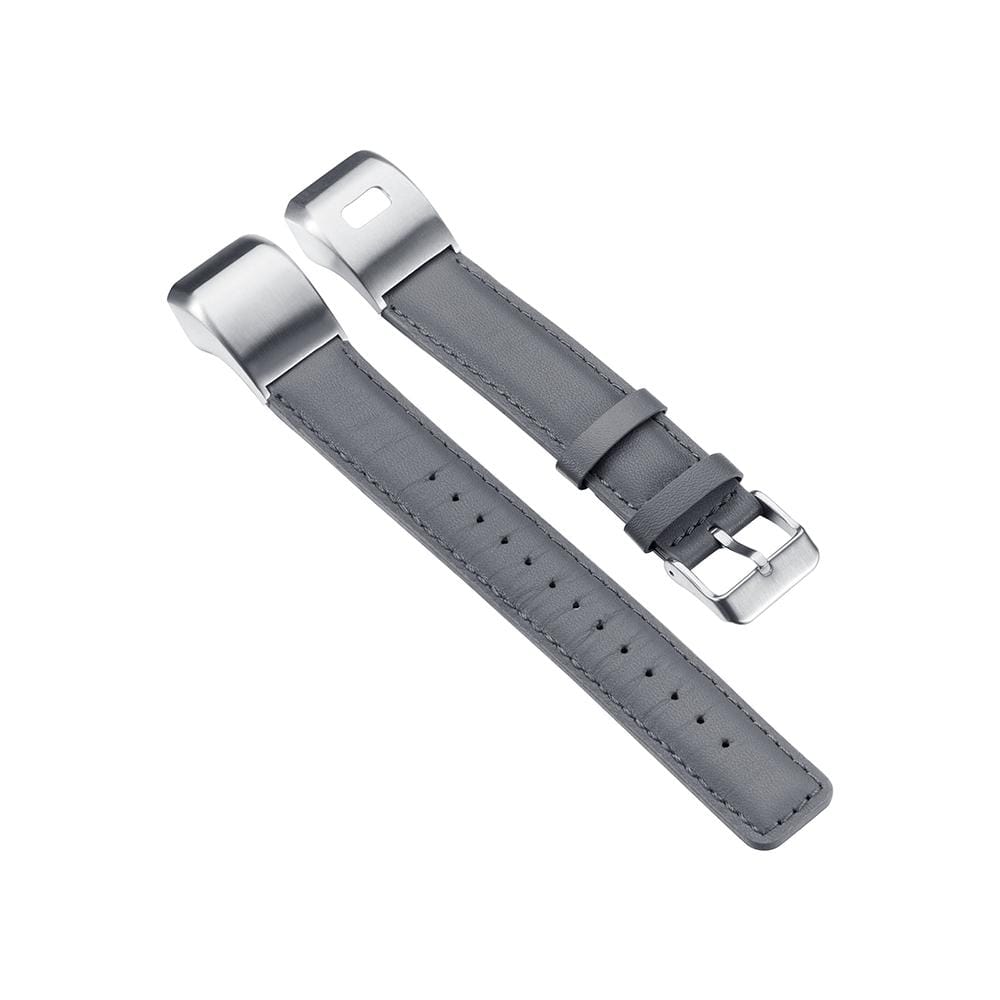 For Garmin Vivosmart HR Plus Genuine Leather Replacement Wrist Strap Watchband (Grey)