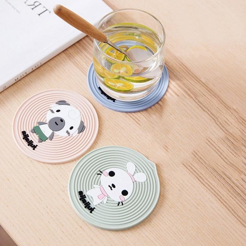 2 PCS Cartoon Animal Pattern Silicone Insulation Pad Placemat Home Anti-scalding Casserole High Temperature Potholder Heat-resistant Coaster, Size:L (Green)