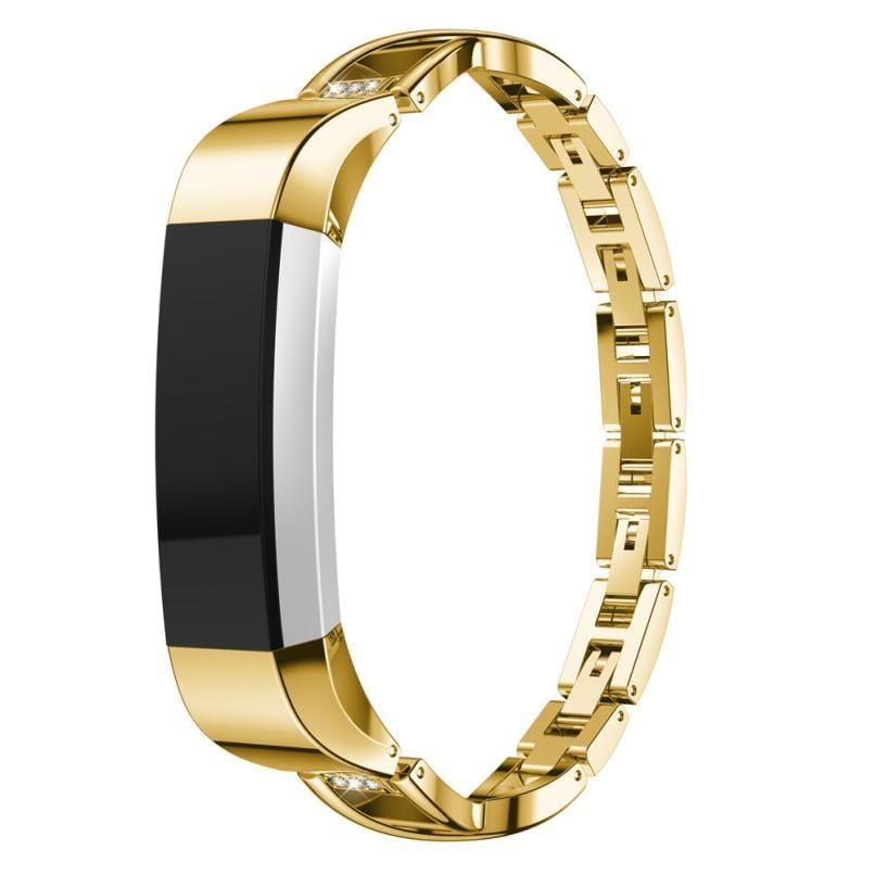 For Fitbit Alta smart watch X-shaped metal strap (gold)