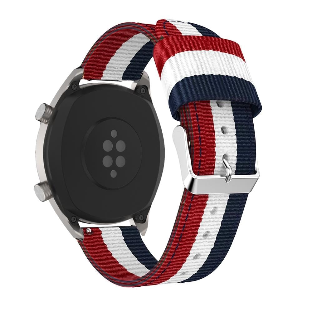 22mm For Huawei Watch GT2e GT2 46mm Nylon single ring strap (Red White Blue)