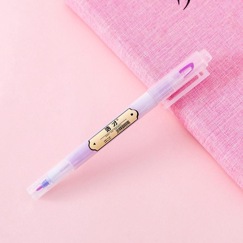 5 PCS Small Fresh Double-headed Color Fluorescent Tasteless Marker (Purple)