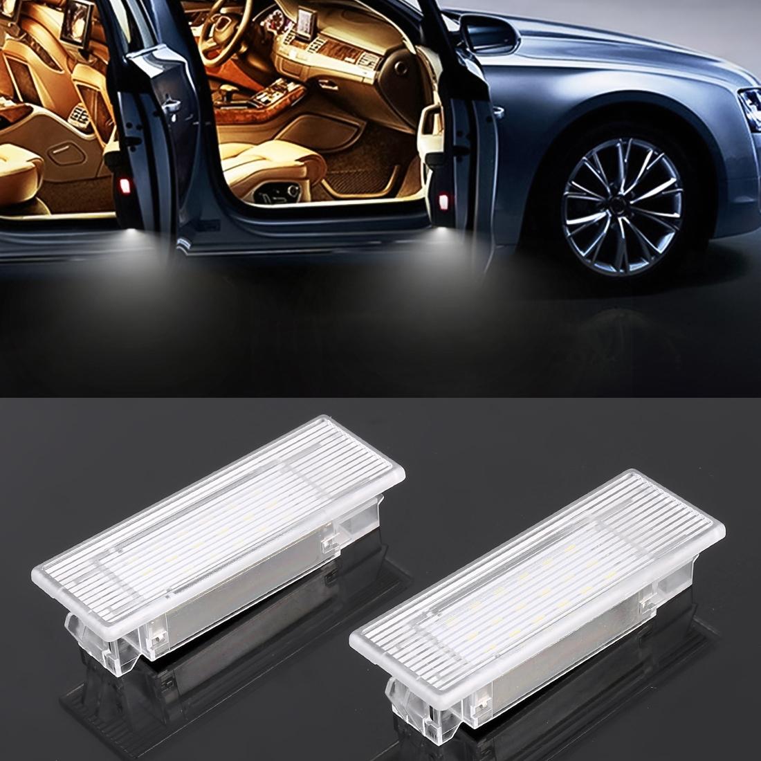 2 PCS LED Car DC 12V 1.5W 6000K 100LM Door Lights 18LEDs SMD-3014 Lamps for BMW F10 (White Light)
