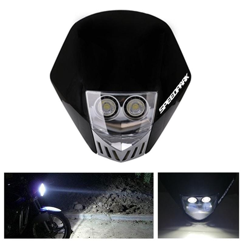 Speedpark KTM Cross-country Motorcycle LED Headlight Grimace Headlamp Assembly (Black + White)