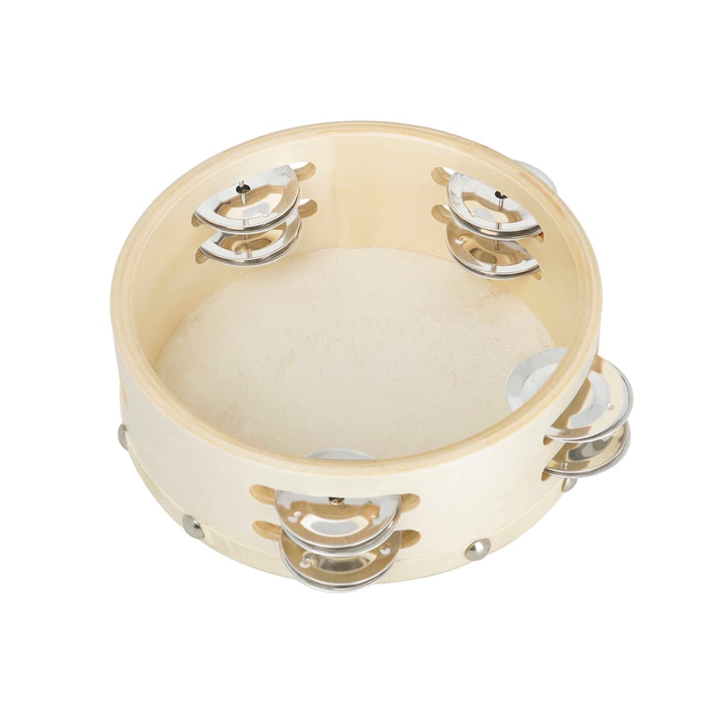 6inch Wooden Tambourine Handbell Hand Drum Sheepskin Drum