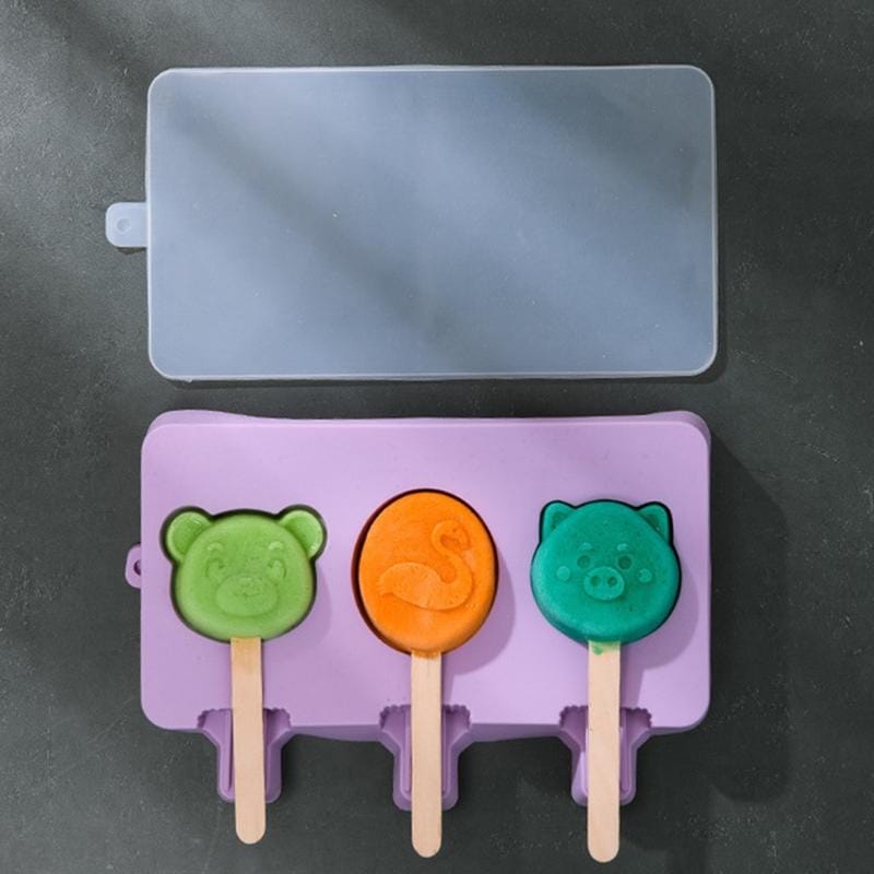 Homemade Children Cute Silicone Cartoon Popsicle Ice Cream Mould, Style:Large Cartoon