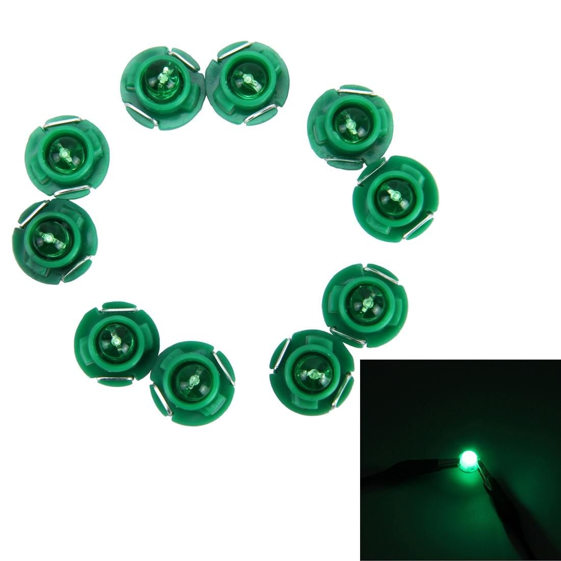 10PCS 2W T4.7 Wedge Instrument Panel LED Light Dashboard Gauge Cluster Indicator Lamp Bulb (Green Light)