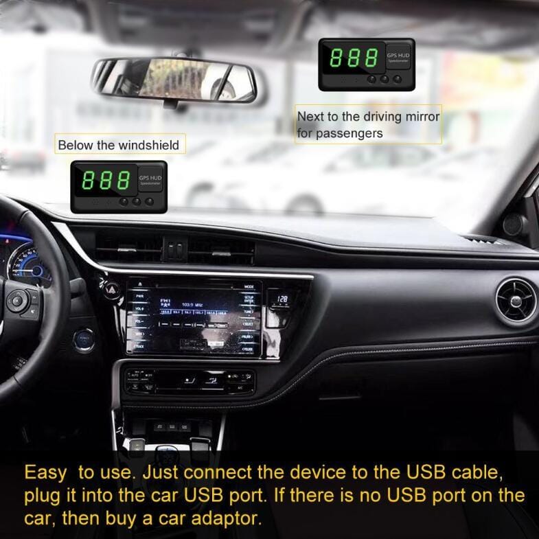 Kingneed C60 3inch Car HUD Head-up Display Car Speed Meter Universal Projection GPS Satellite Speed Measurement (Black)