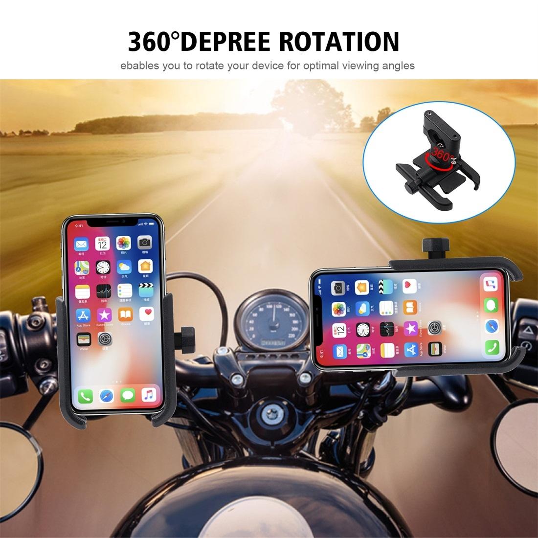Motorcycle Aluminium Alloy Mobile Phone Holder Bracket, Handlebar Version (Black)