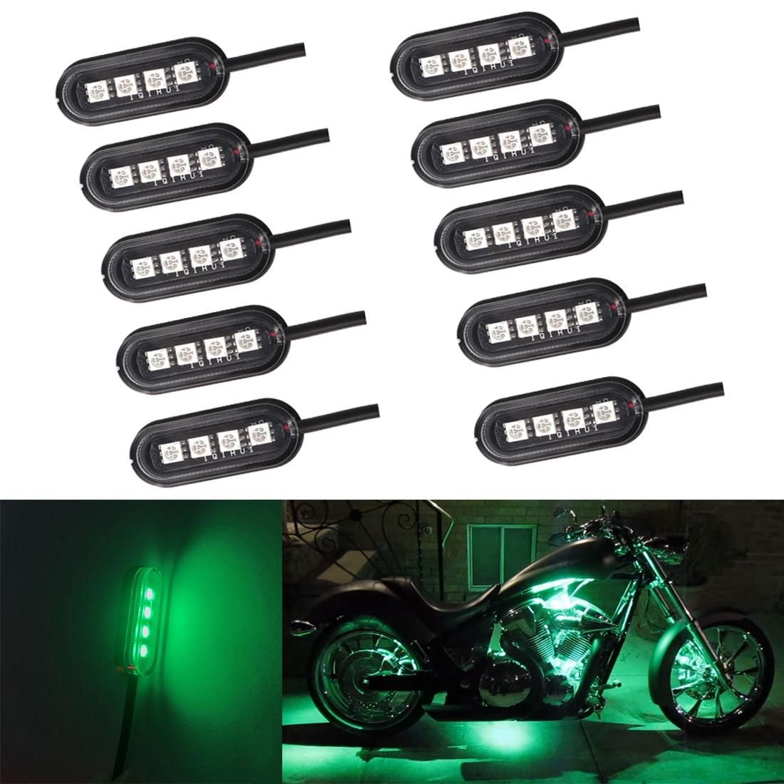 10 PCS Universal Car / Motorcycles LED Atmosphere Lights Inner Decorative Lamp DC12V (Green Light)