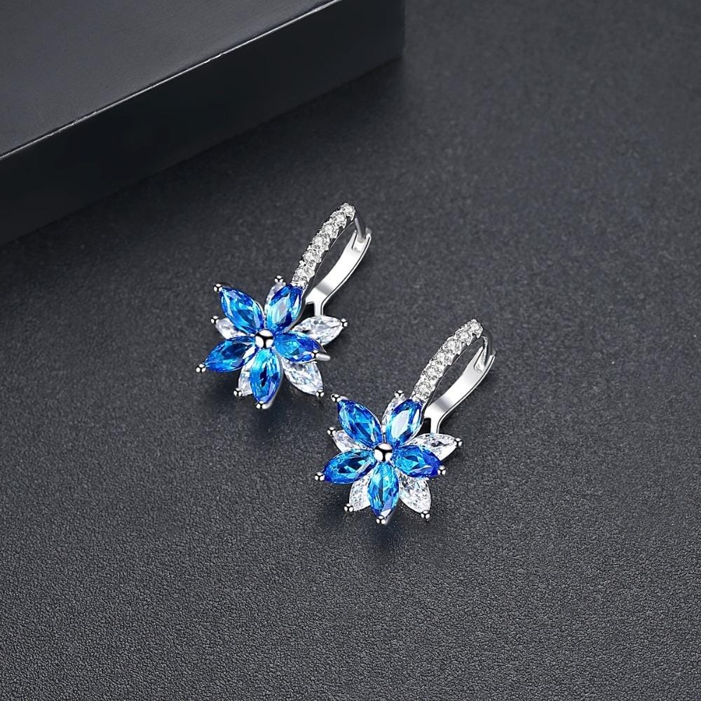 Cute Romantic Lovely Clear Stone Flower Shape Convenient Simple Stud Copper Cubic Zirconia Earrings (Yellow)