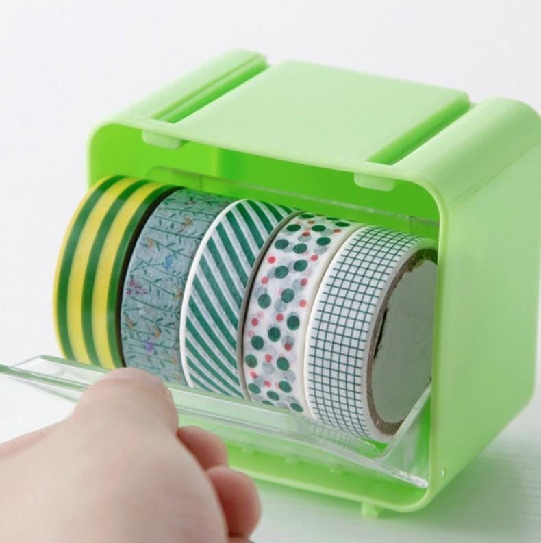 6 PCS Tape Storage Box Cutter Desktop Stationery Storage Box (Green)