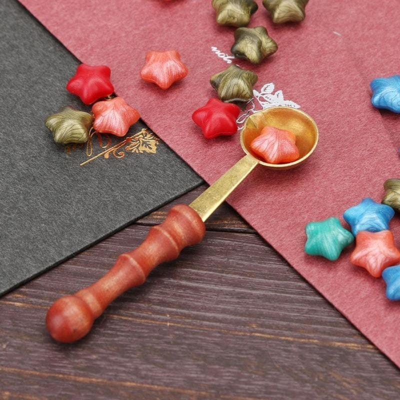 5 PCS Retro Seal Fire Paint Seal Spoon Wooden Melting Wax Dedicated Measuring Spoon