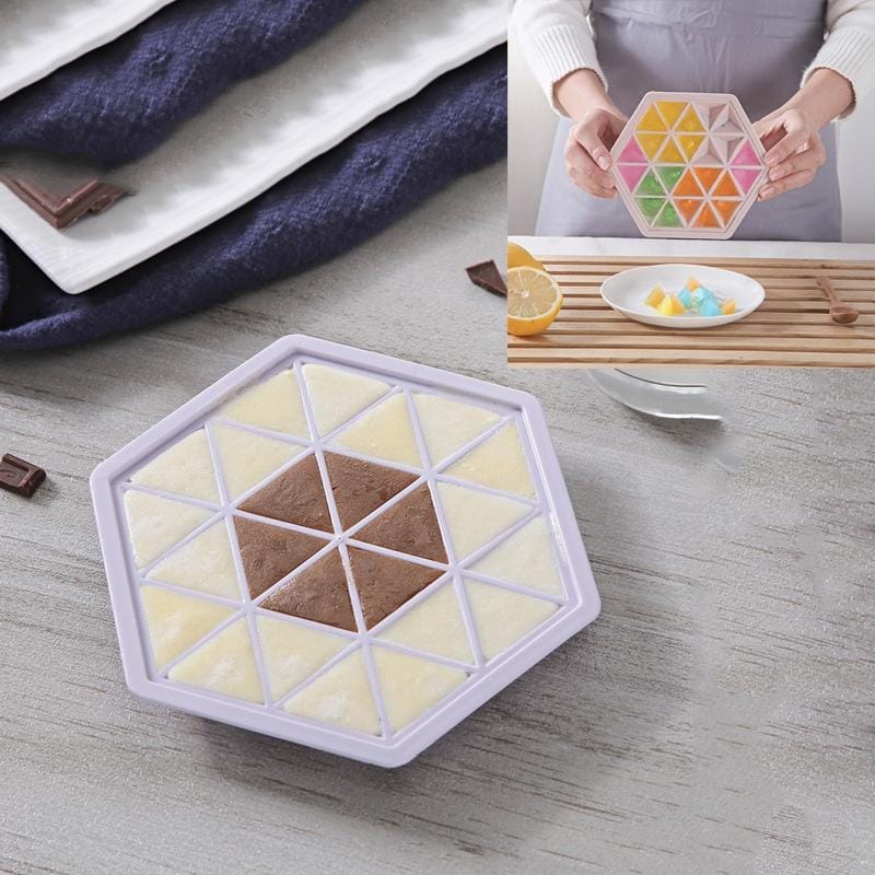 Home Creative DIY Ice Grid Mould Hexagonal Homemade Ice Mold With Tray Ice Cube Ice Cream Ice Box (Purple)