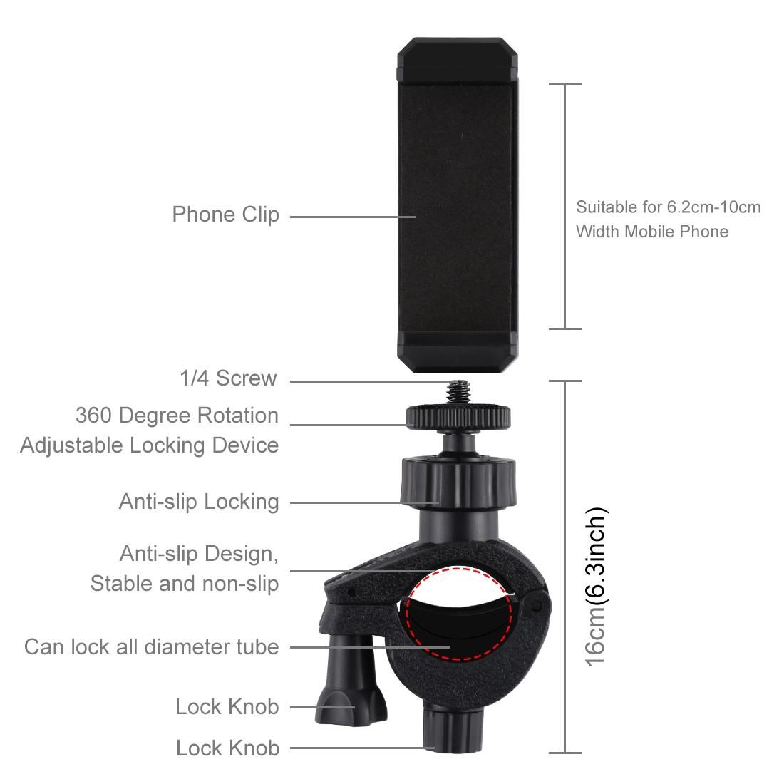 PULUZ Handlebar Adapter Mount Phone Clamp Bracket