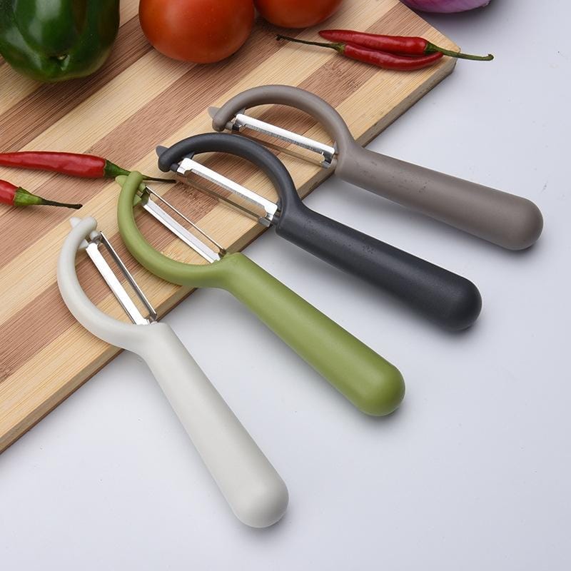 4 PCS Stainless Steel Round Handle Peeler Sugar Cane Scraper  Fruit Plane (Blue)