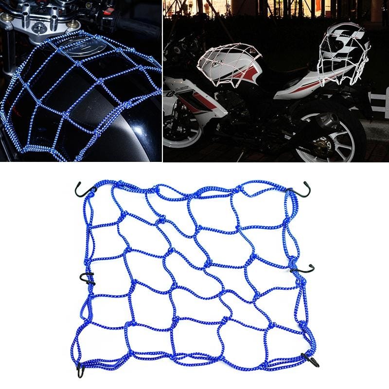 Motorcycle Reflective Helmet Net Fuel Tank Fix Net, Size: 30 x 30cm (Blue)