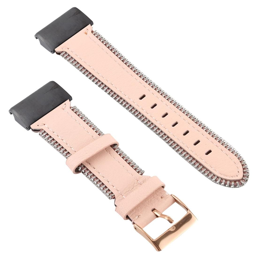 For Garmin Fenix 5X Zipper Leather Watchband (Pink)