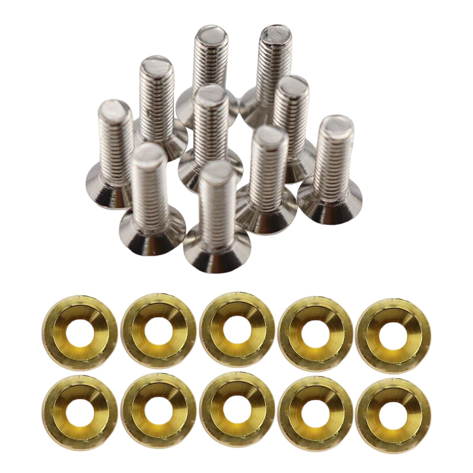 20Pcs Car Modified Screws Gasket Stainless Steel Aluminum Trim Bolts Screws Gold