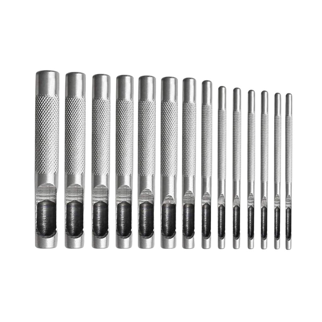Leather Hole Punch Working Tools for Canvas Paper Plastics White 14 pcs
