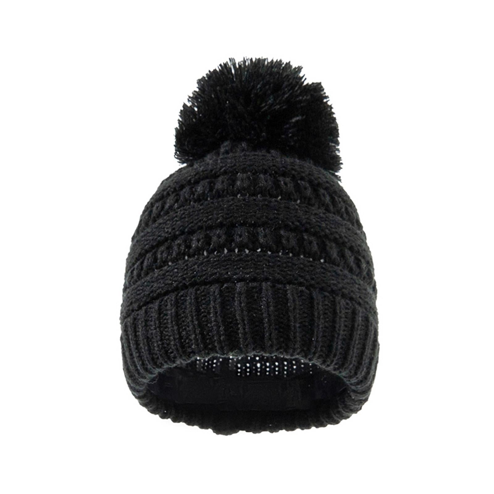 2Pcs Baby Winter Warm Hat Kids Knit Beanie Scarf Set Windproof Black Hat