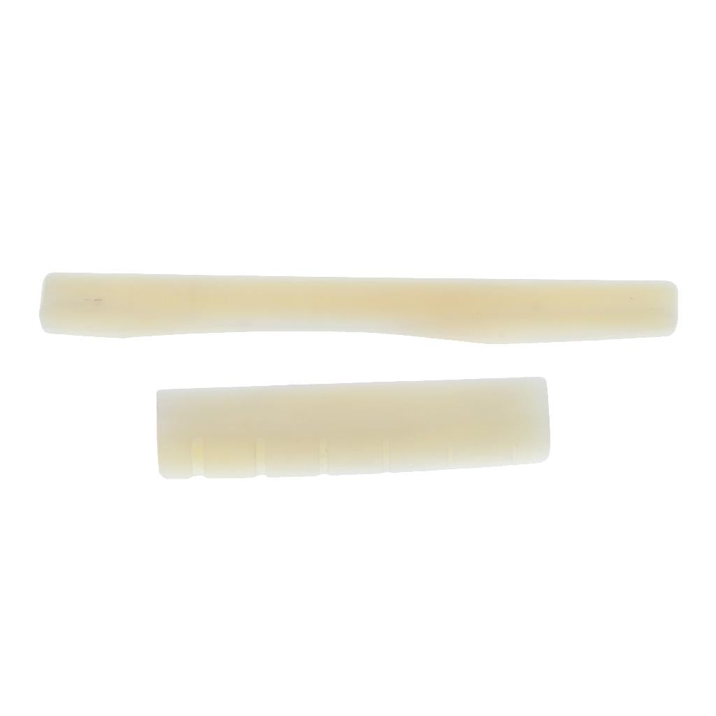 2pcs Acoustic Guitar Bridge Saddle Nut Guitar Replacement Parts Beige Color