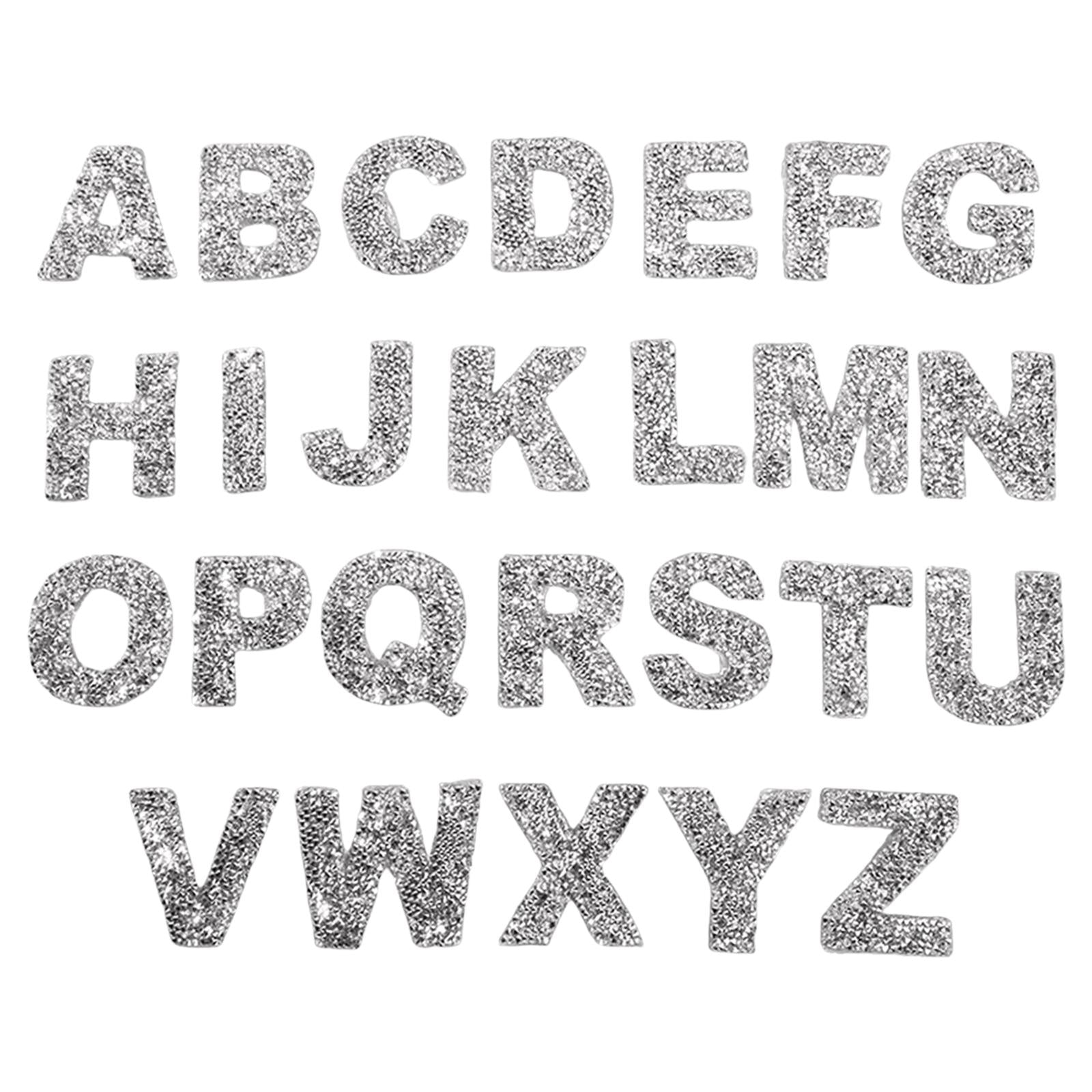 Iron On Letters Patches Alphabet Appliques for DIY Accessories Jackets Silver