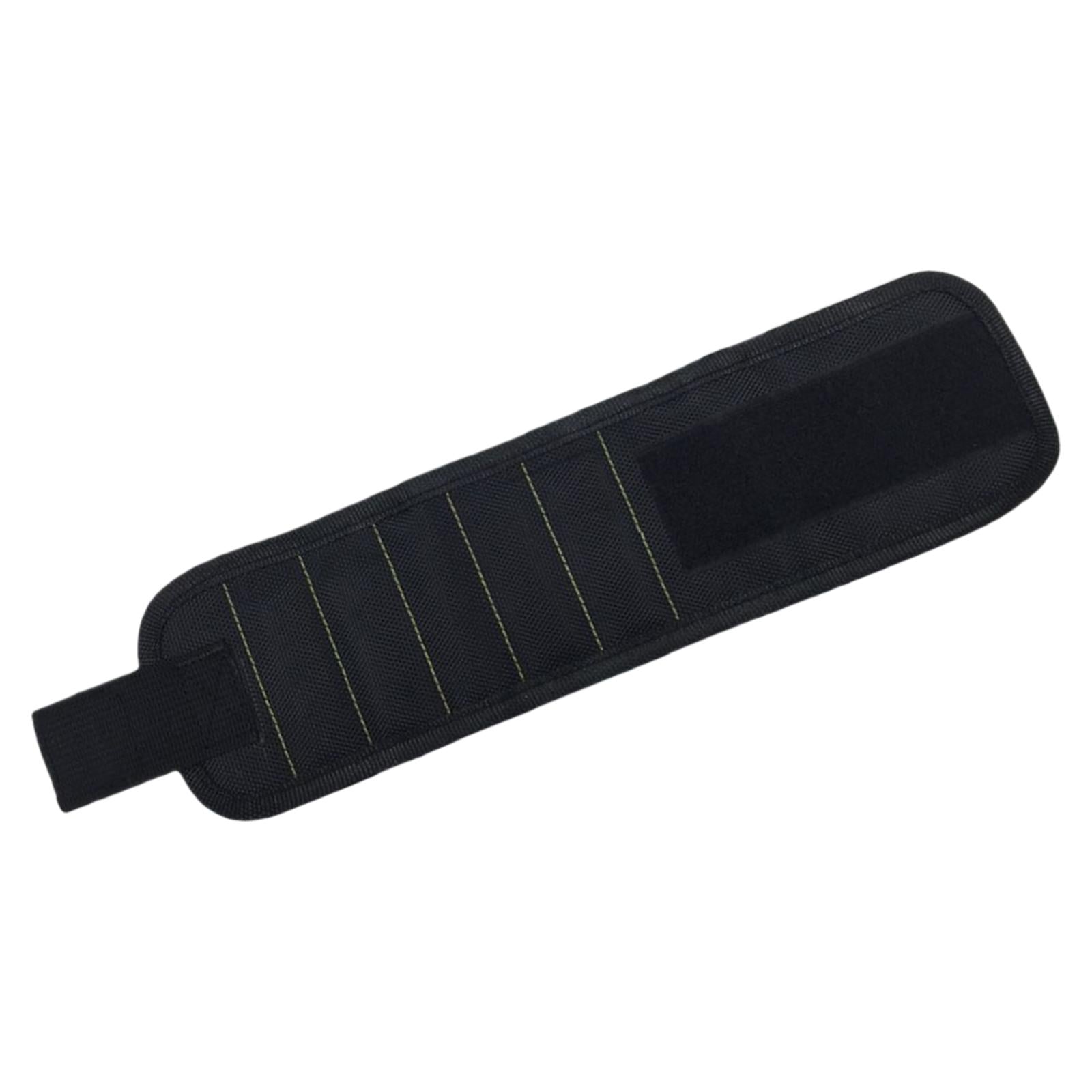 Magnetic Wristband Screw Nail Nut Bolt Drill Bit Organizer Storage Bag Black