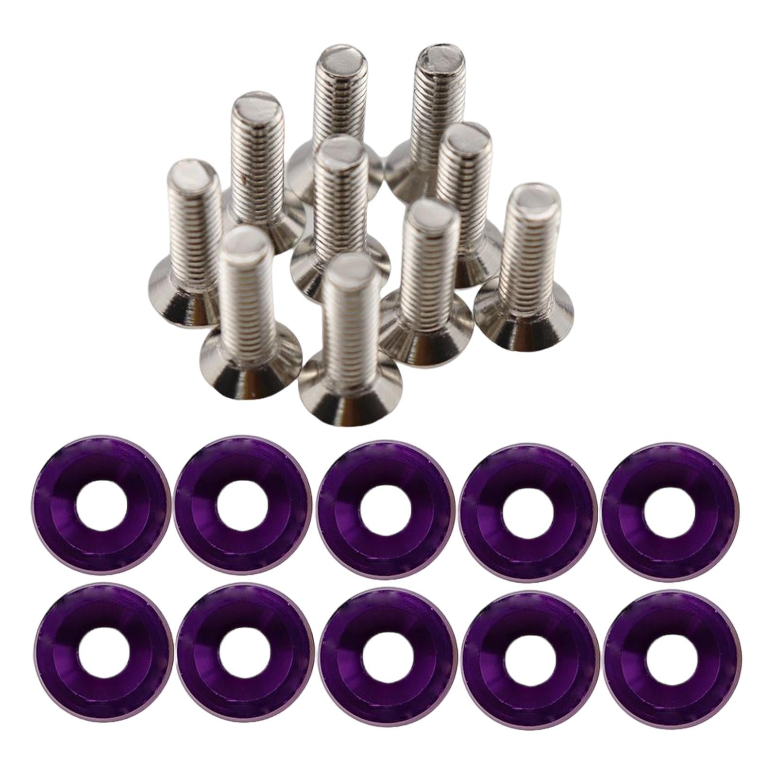 20Pcs Car Modified Screws Gasket Stainless Steel Aluminum Trim Bolts Screws Purple