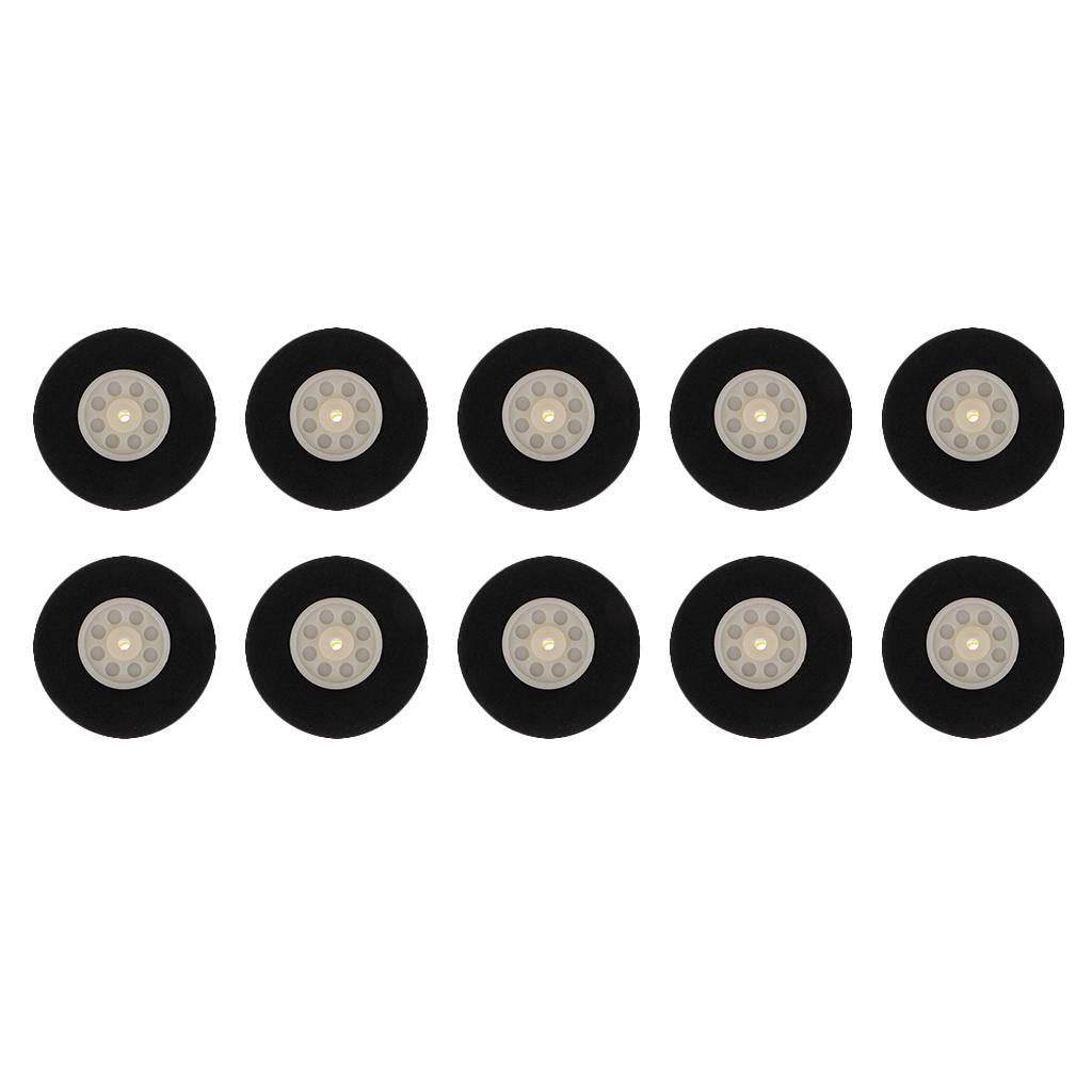 10 Pieces Black Sponge Wheels Tire for RC Airplane Model Toy Diameter 50mm
