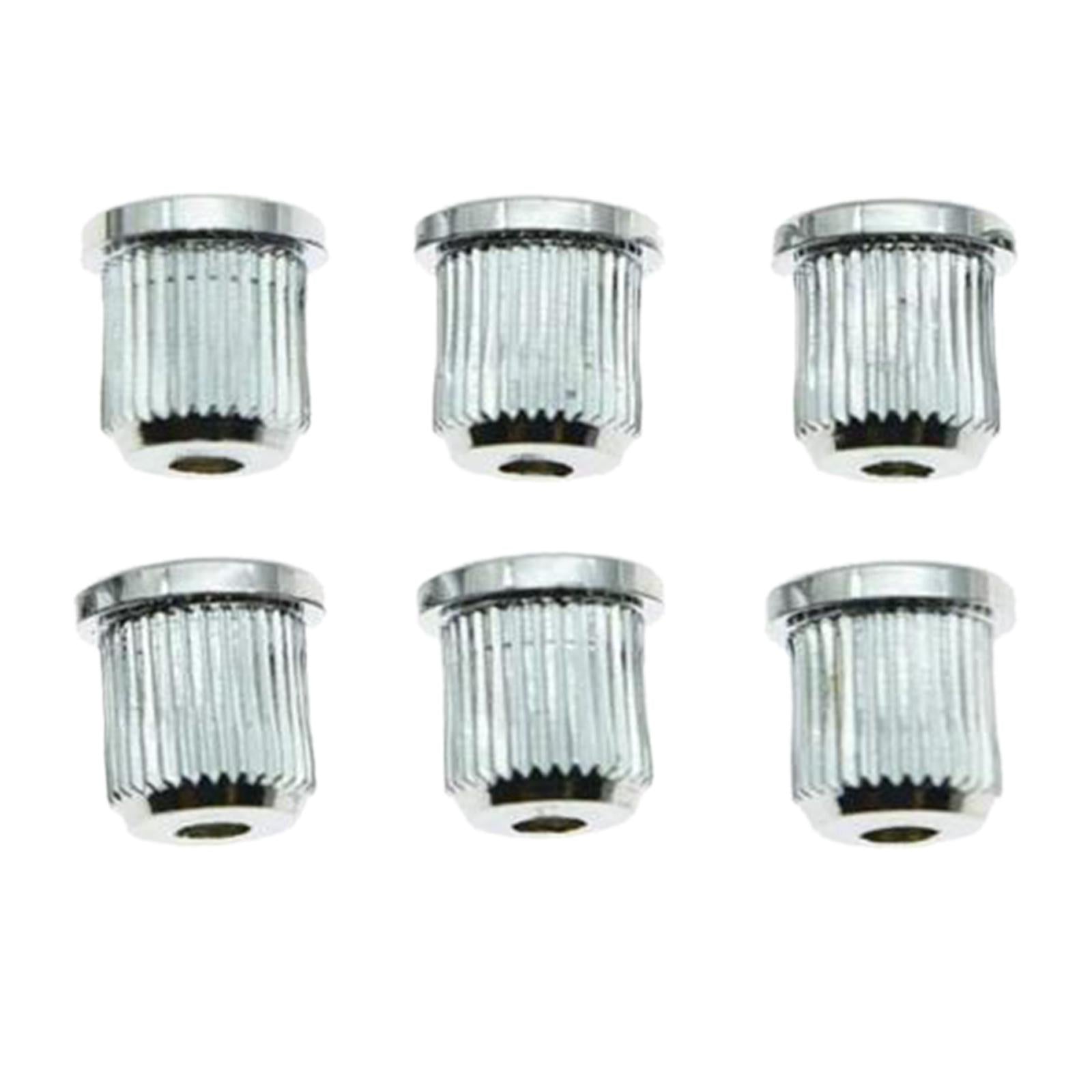 6 Pieces Durable Iron Guitar Through Body String Ferrules Replacement Parts Silver