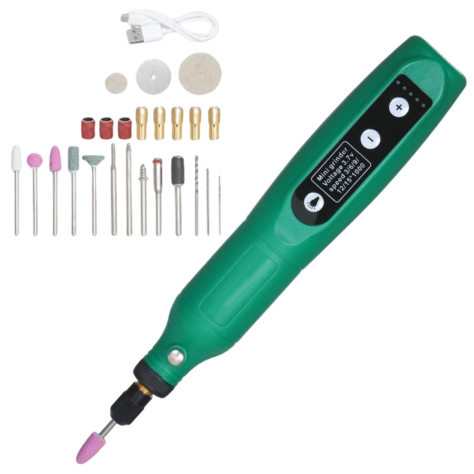 Electric Dog Nail Grinder Set Trimmer Kit 24Pieces 5 Gear USB Nail Trimmer Green