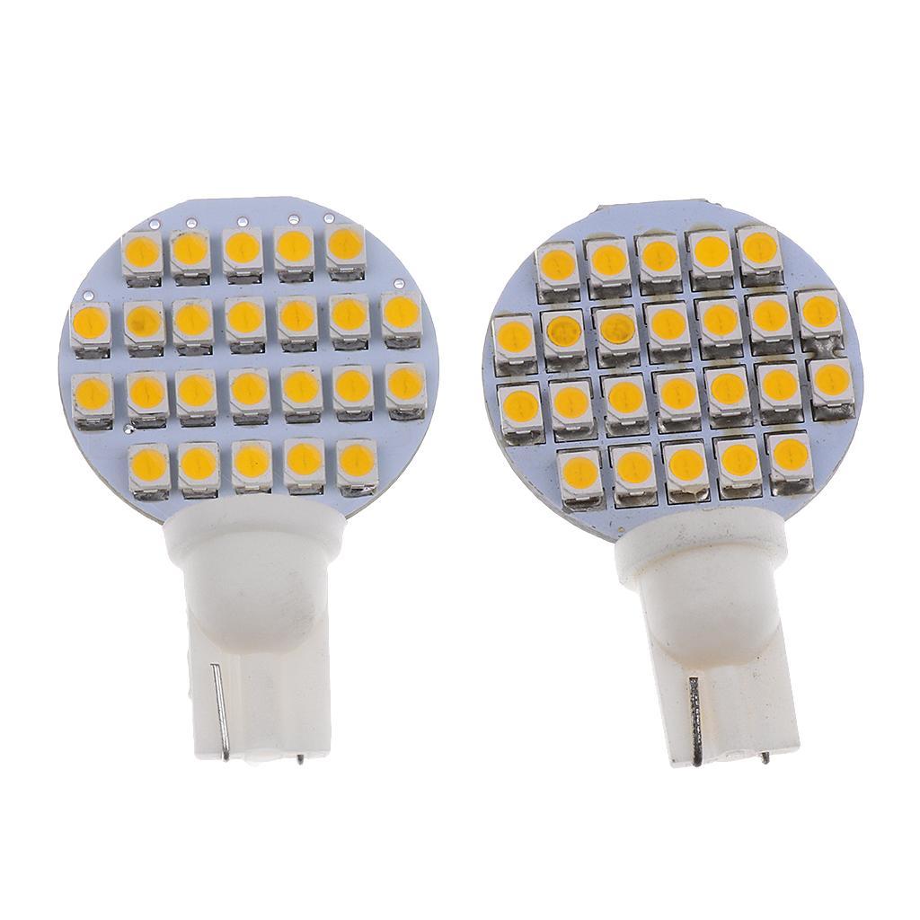 1 Pair Car 12V T10 3528 24LED Interior Roof Light Lamp 2800~3200K Warm White