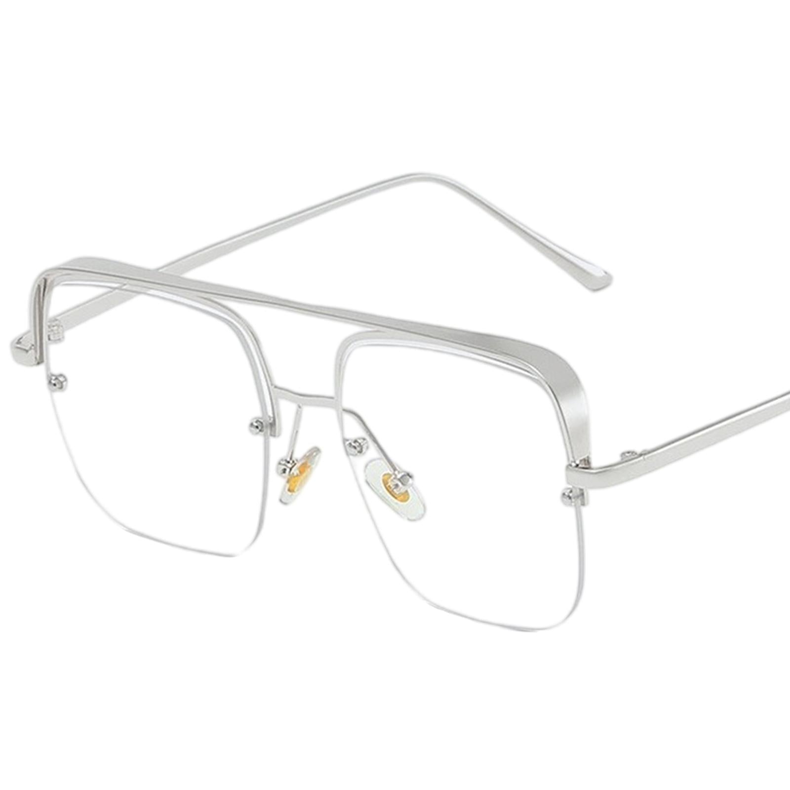 Womens Square Sunglasses Oversized Metal Frame UV Protection Chic Eyewear Silver