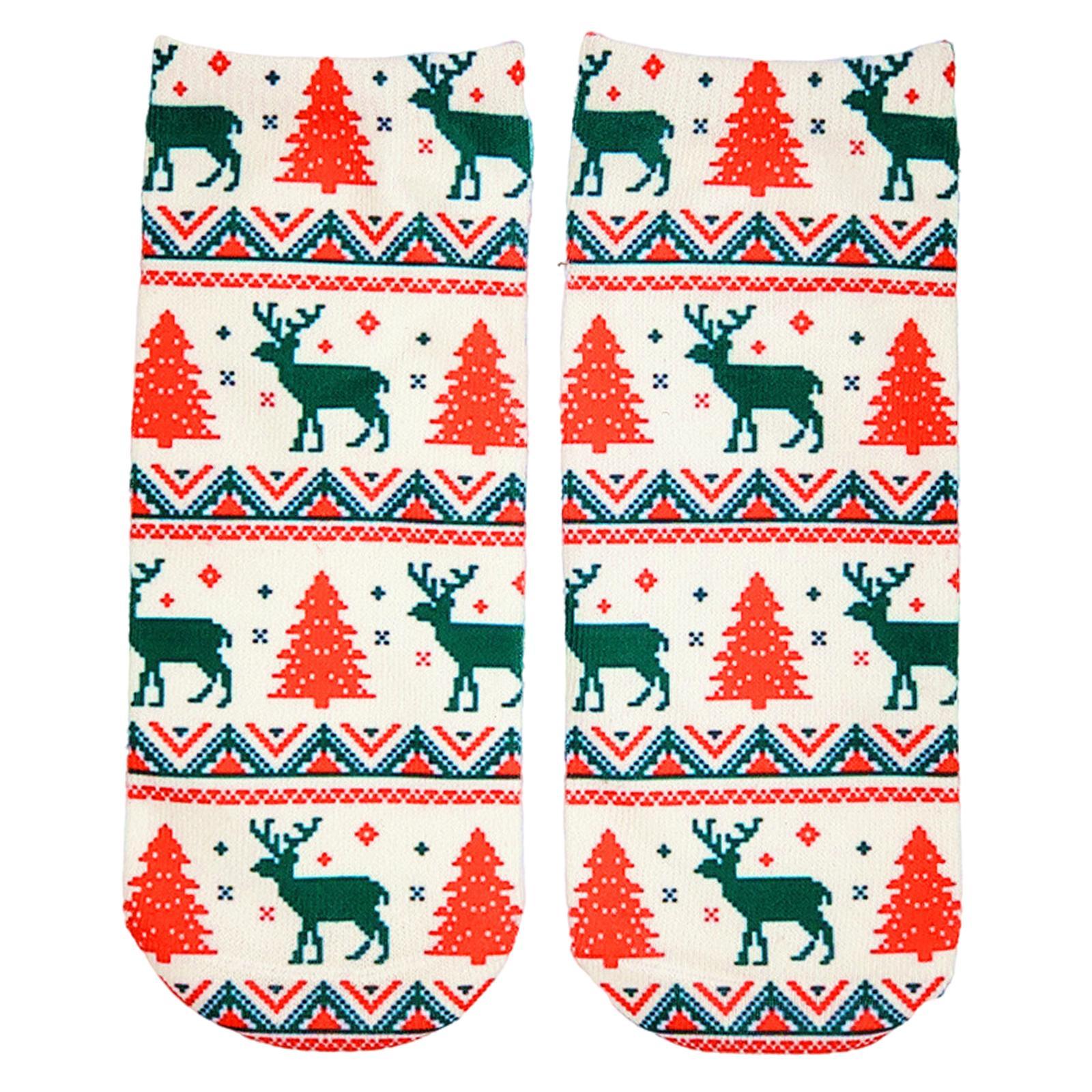 Fashion Low Crew Socks Chrismas Short Sock Breathable for Girls Boys Men Cristmas Tree Deer