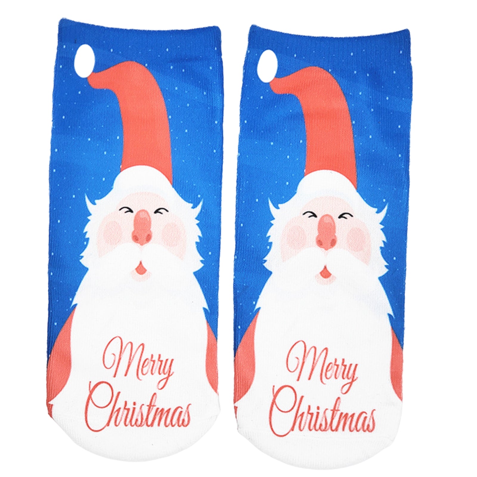 Fashion Low Crew Socks Chrismas Short Sock Breathable for Girls Boys Men Santa Blue