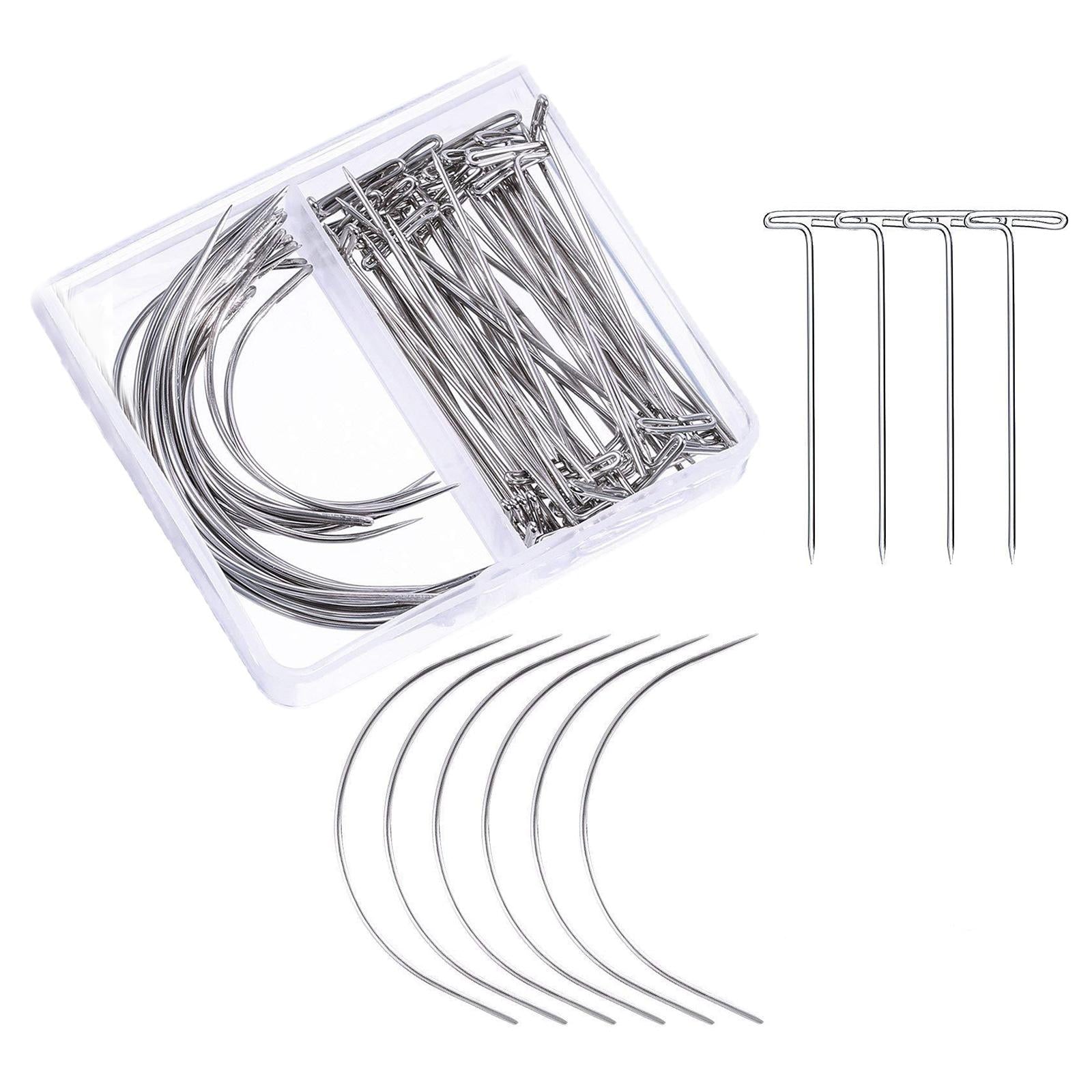 Curved Pins Leather Blocking Knitting Hand Sewing Pins 70Pcs 3in 2in T Pins
