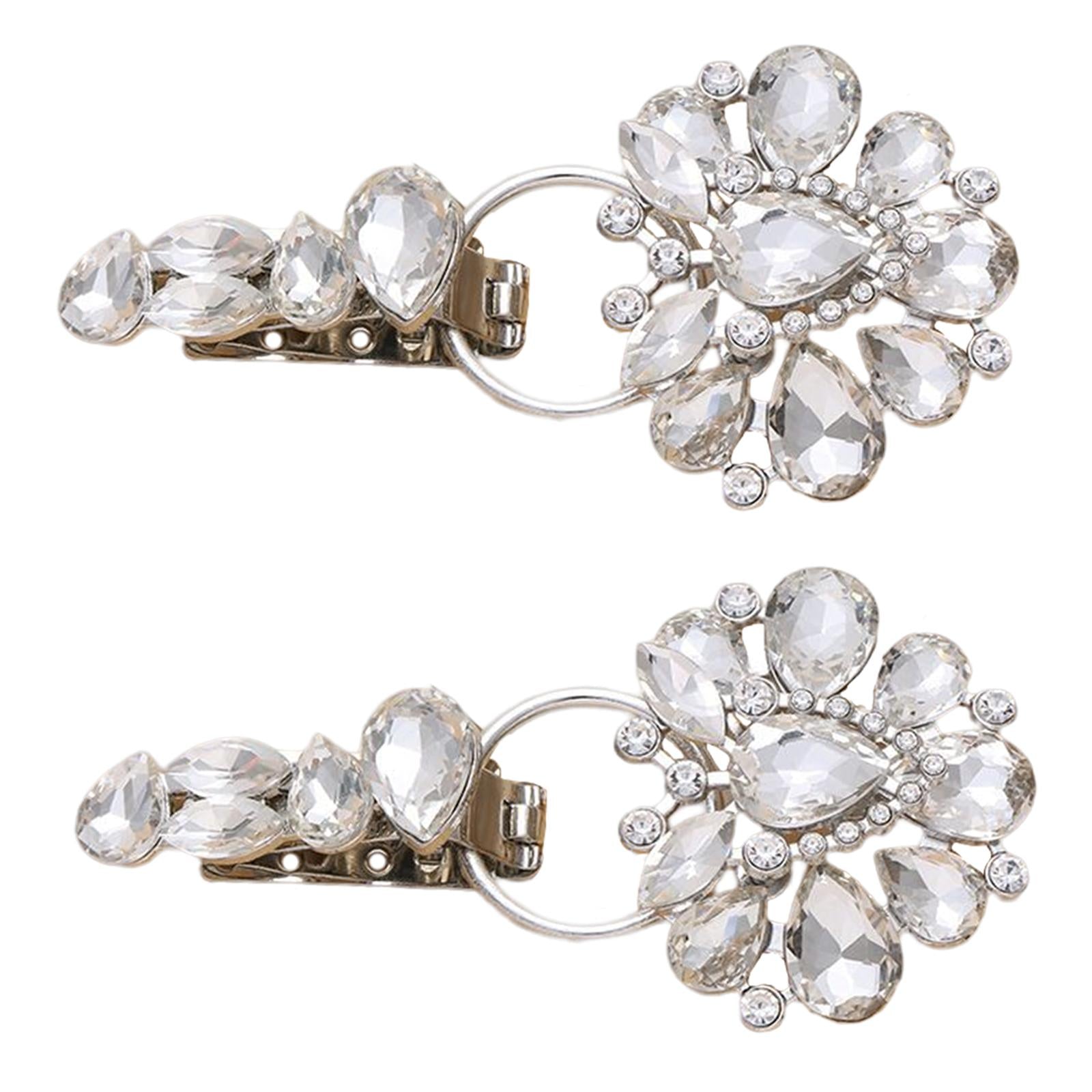 Luxury Metal Alloy Rhinestones Duckbill Button Fur Suede Coat Accessory Silver