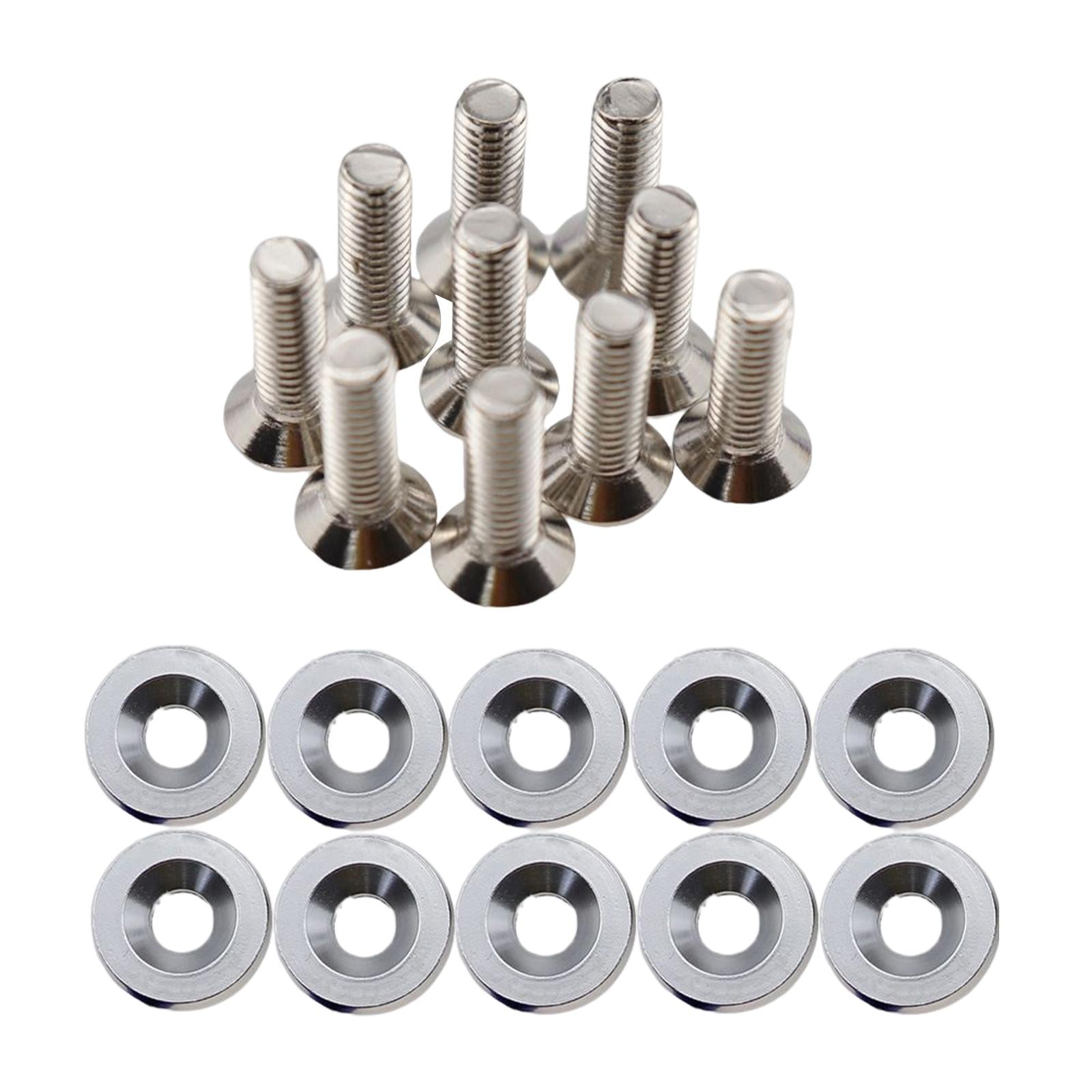 20Pcs Car Modified Screws Gasket Stainless Steel Aluminum Trim Bolts Screws Silver