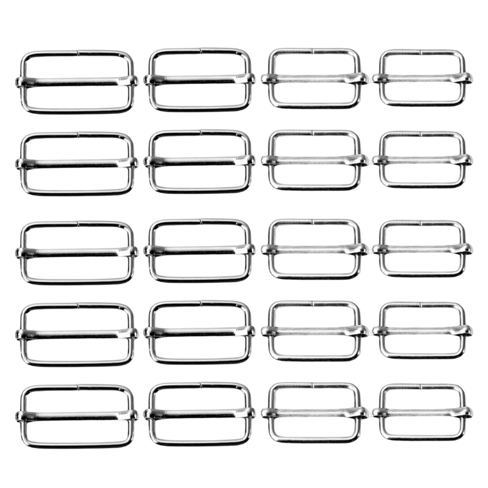 20Pcs Slide Buckle Silver Webbing Slider Adjuster for Fasteners Backpack