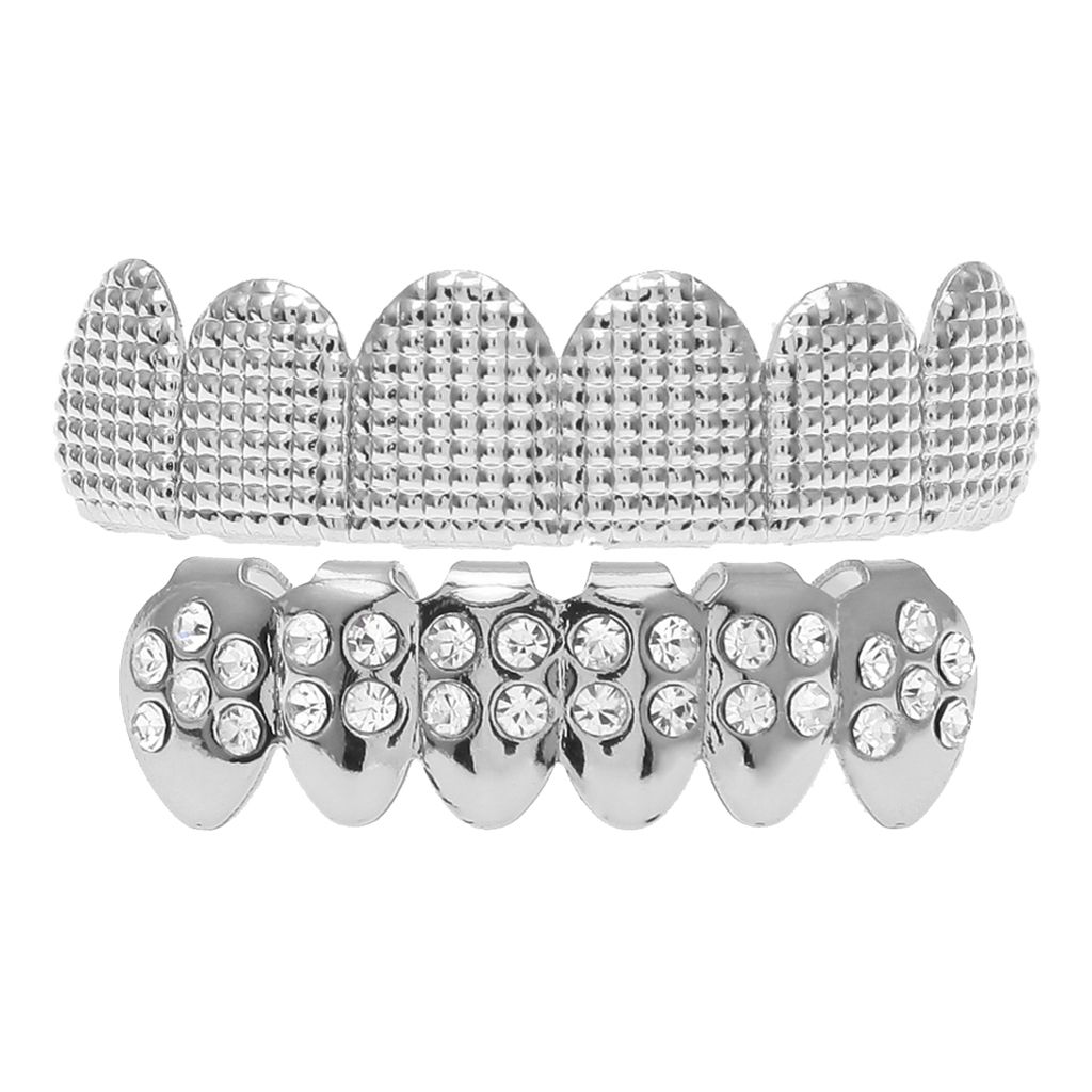 Fashion Shining Hip-hop Rapper Mouth Caps Custom Teeth Grills  Silver