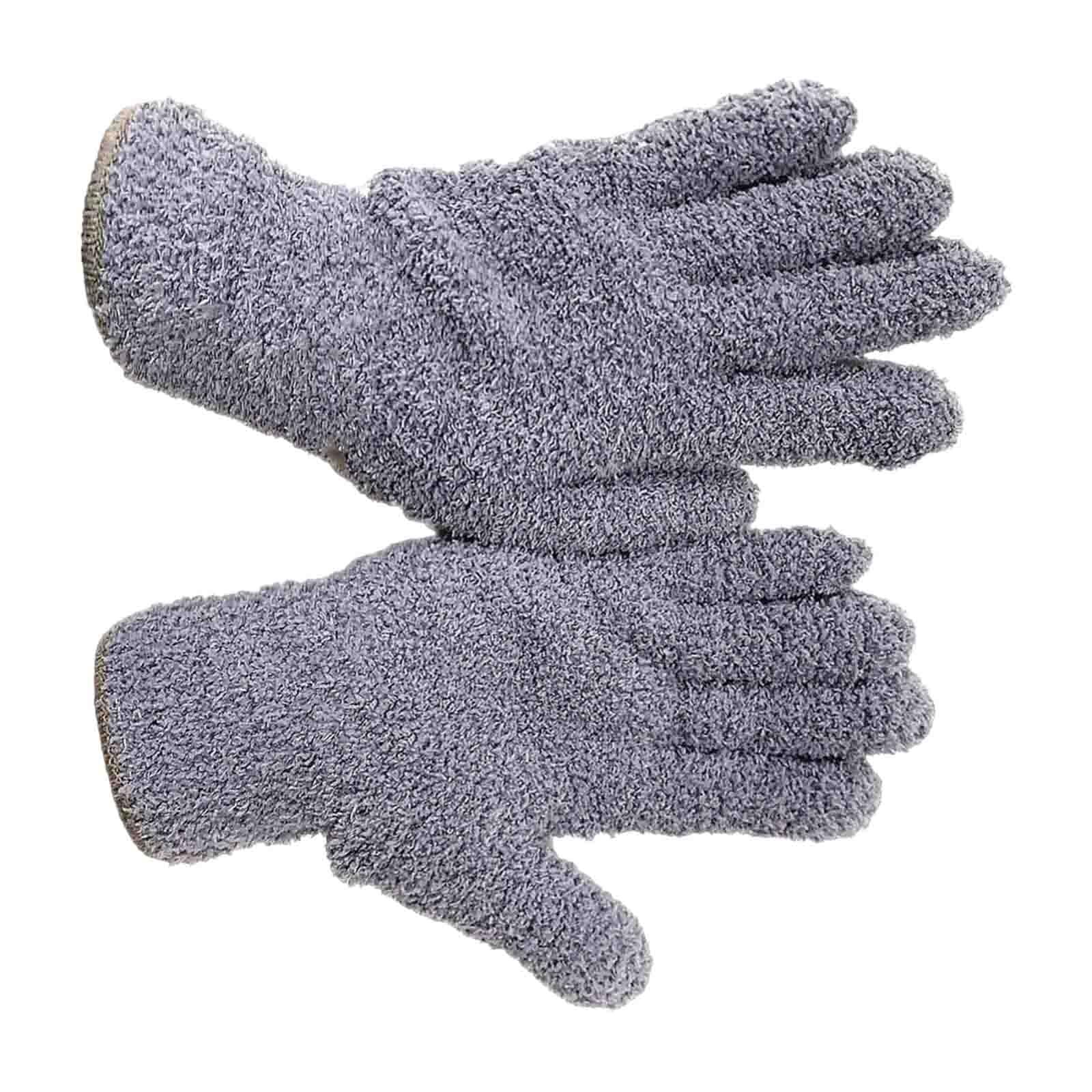 Microfiber Dusting Gloves Comfortable Coral Fleece Gloves for Window Blinds