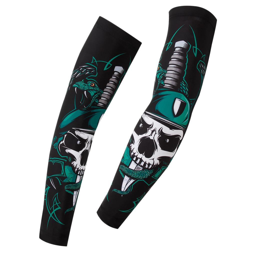 1Pair Outdoor Cycling Sport UV Protective Skin Cover Skull Arm Sleeves XXL