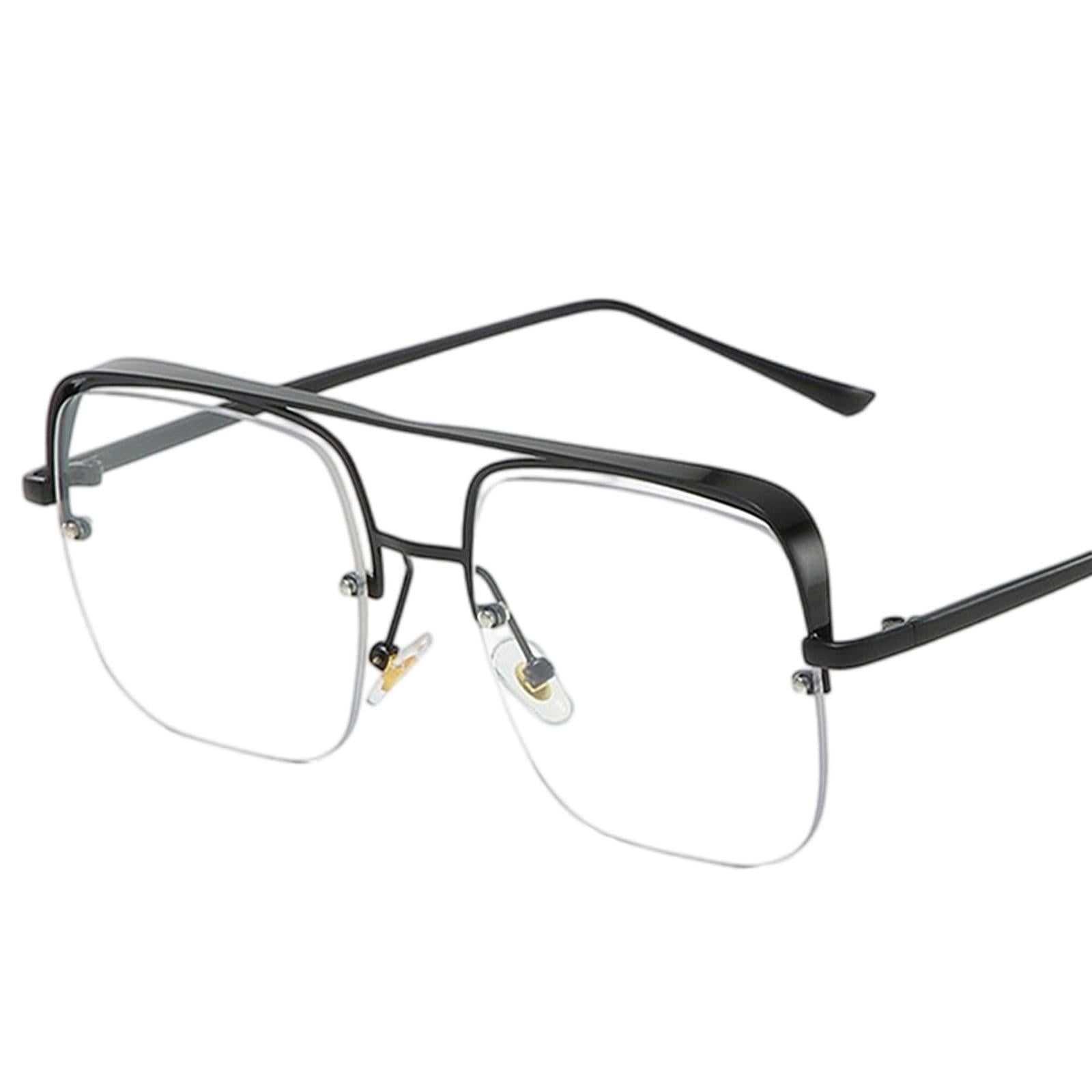 Womens Square Sunglasses Oversized Metal Frame UV Protection Chic Eyewear Black