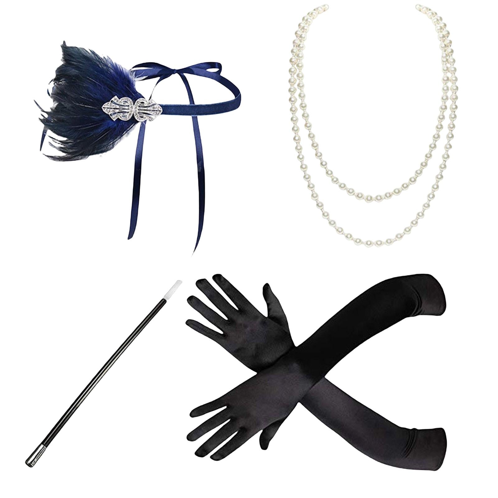 1920S Feather Headband Feather Headpiece for Theme Party Performances Stage 4 Pieces Blue