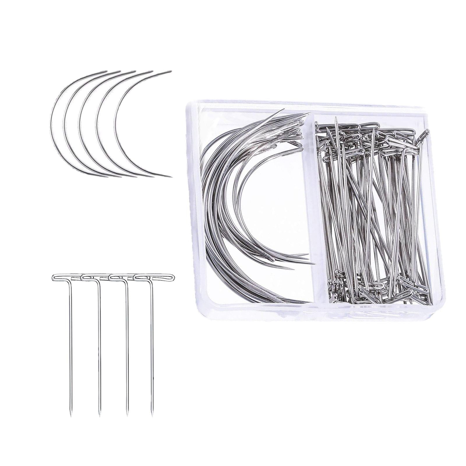 Curved Pins Leather Blocking Knitting Hand Sewing Pins 70Pc 2.5in 2in T Pin