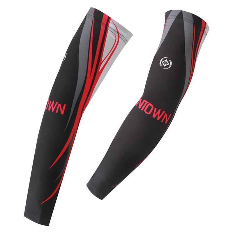 1 Pair Seamless Golf Cycling Sports UV Protection Arm Sleeves Black Red M