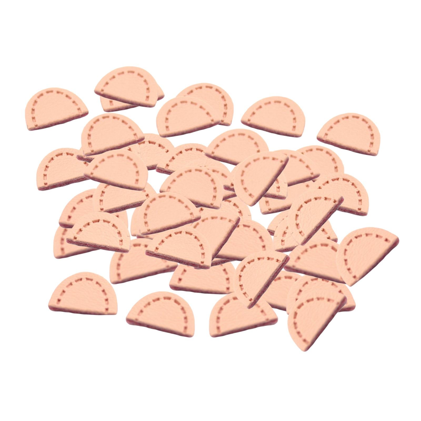 50 Pieces Leather Labels Handmade Embossed Tag DIY Garment for Shoes Hats Half Oval